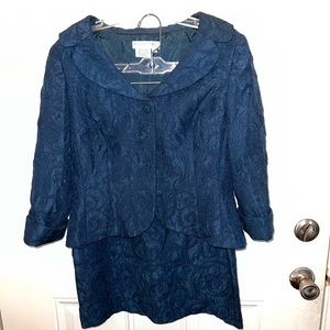 Maggy London blue textured skirt suit size 10P